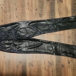 Blank NYC‎ Patent Faux Leather Shiny Black Split Leg Ankle Zip Hot Leggings  28